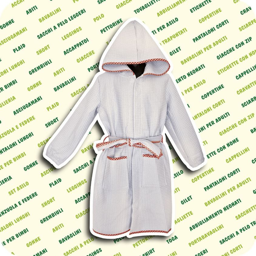 accappatoio da piscina per bambini in nido d'ape bianco